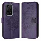 For Honor 200 Lite Global Embossed Butterfly Leather Phone Case(Dark Purple) - 1