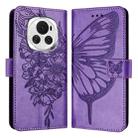 For Honor Magic6 5G Global Embossed Butterfly Leather Phone Case(Purple) - 1