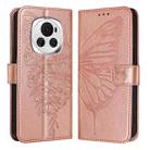 For Honor Magic6 5G Global Embossed Butterfly Leather Phone Case(Rose Gold) - 1