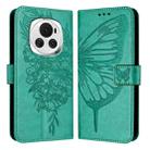 For Honor Magic6 5G Global Embossed Butterfly Leather Phone Case(Green) - 1