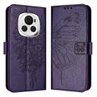 For Honor Magic6 5G Global Embossed Butterfly Leather Phone Case(Dark Purple) - 1