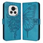 For Honor Magic6 5G Global Embossed Butterfly Leather Phone Case(Blue) - 1