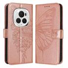 For Honor Magic6 Pro 5G Global Embossed Butterfly Leather Phone Case(Rose Gold) - 1