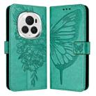 For Honor Magic6 Pro 5G Global Embossed Butterfly Leather Phone Case(Green) - 1