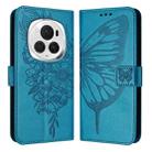 For Honor Magic6 Pro 5G Global Embossed Butterfly Leather Phone Case(Blue) - 1