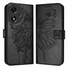 For Honor Play 50 Embossed Butterfly Leather Phone Case(Black) - 1