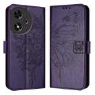 For Honor Play 50 Embossed Butterfly Leather Phone Case(Dark Purple) - 1