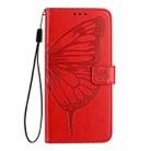 For Honor Play 50 Embossed Butterfly Leather Phone Case(Red) - 2