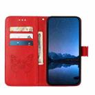 For Honor Play 50 Embossed Butterfly Leather Phone Case(Red) - 3