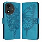 For Honor Play 50 Embossed Butterfly Leather Phone Case(Blue) - 1