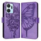 For Honor X7a / Play7T 5G Embossed Butterfly Leather Phone Case(Purple) - 1