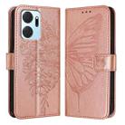For Honor X7a / Play7T 5G Embossed Butterfly Leather Phone Case(Rose Gold) - 1