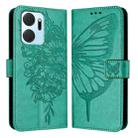 For Honor X7a / Play7T 5G Embossed Butterfly Leather Phone Case(Green) - 1