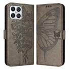 For Honor X8 4G / X30i / Play6T Pro Embossed Butterfly Leather Phone Case(Grey) - 1