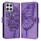 For Honor X8 4G / X30i / Play6T Pro Embossed Butterfly Leather Phone Case(Purple) - 1