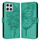 For Honor X8 4G / X30i / Play6T Pro Embossed Butterfly Leather Phone Case(Green) - 1