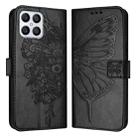 For Honor X8 4G / X30i / Play6T Pro Embossed Butterfly Leather Phone Case(Black) - 1