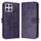 For Honor X8 4G / X30i / Play6T Pro Embossed Butterfly Leather Phone Case(Dark Purple) - 1