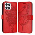 For Honor X8 4G / X30i / Play6T Pro Embossed Butterfly Leather Phone Case(Red) - 1