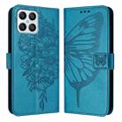 For Honor X8 4G / X30i / Play6T Pro Embossed Butterfly Leather Phone Case(Blue) - 1