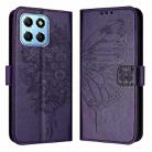 For Honor X8 5G / 70 Lite / X6 / X6s Embossed Butterfly Leather Phone Case(Dark Purple) - 1