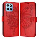 For Honor X8 5G / 70 Lite / X6 / X6s Embossed Butterfly Leather Phone Case(Red) - 1