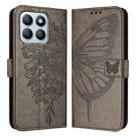 For Honor X8b Embossed Butterfly Leather Phone Case(Grey) - 1