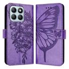 For Honor X8b Embossed Butterfly Leather Phone Case(Purple) - 1