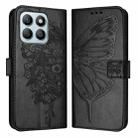 For Honor X8b Embossed Butterfly Leather Phone Case(Black) - 1