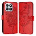 For Honor X8b Embossed Butterfly Leather Phone Case(Red) - 1