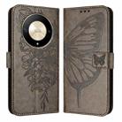 For Honor X9b Global/Magic6 Lite 5G Global Embossed Butterfly Leather Phone Case(Grey) - 1