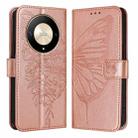 For Honor X9b Global/Magic6 Lite 5G Global Embossed Butterfly Leather Phone Case(Rose Gold) - 1