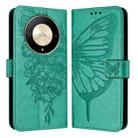 For Honor X9b Global/Magic6 Lite 5G Global Embossed Butterfly Leather Phone Case(Green) - 1