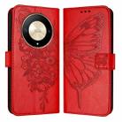 For Honor X9b Global/Magic6 Lite 5G Global Embossed Butterfly Leather Phone Case(Red) - 1