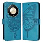 For Honor X9b Global/Magic6 Lite 5G Global Embossed Butterfly Leather Phone Case(Blue) - 1