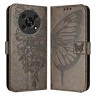 For Honor X30 5G/X9 4G/X9 5G Embossed Butterfly Leather Phone Case(Grey) - 1