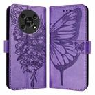 For Honor X30 5G/X9 4G/X9 5G Embossed Butterfly Leather Phone Case(Purple) - 1