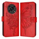 For Honor X30 5G/X9 4G/X9 5G Embossed Butterfly Leather Phone Case(Red) - 1