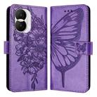 For Honor X40i Embossed Butterfly Leather Phone Case(Purple) - 1