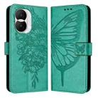 For Honor X40i Embossed Butterfly Leather Phone Case(Green) - 1