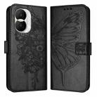 For Honor X40i Embossed Butterfly Leather Phone Case(Black) - 1