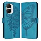 For Honor X40i Embossed Butterfly Leather Phone Case(Blue) - 1