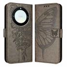 For Honor X40 / X9a / Magic5 Lite Embossed Butterfly Leather Phone Case(Grey) - 1