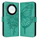 For Honor X40 / X9a / Magic5 Lite Embossed Butterfly Leather Phone Case(Green) - 1