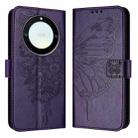 For Honor X40 / X9a / Magic5 Lite Embossed Butterfly Leather Phone Case(Dark Purple) - 1