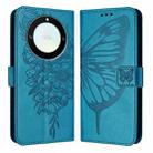 For Honor X40 / X9a / Magic5 Lite Embossed Butterfly Leather Phone Case(Blue) - 1