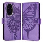 For Honor 200 Embossed Butterfly Leather Phone Case(Purple) - 2