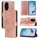 For Honor 200 Embossed Butterfly Leather Phone Case(Rose Gold) - 1