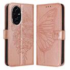 For Honor 200 Embossed Butterfly Leather Phone Case(Rose Gold) - 2