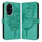 For Honor 200 Embossed Butterfly Leather Phone Case(Green) - 2